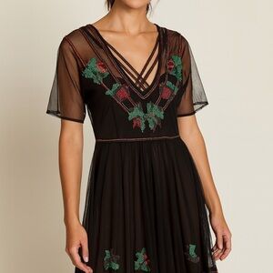 Johnny Was Biya Embroidered Mesh Dress Vintage Dress Sz Small